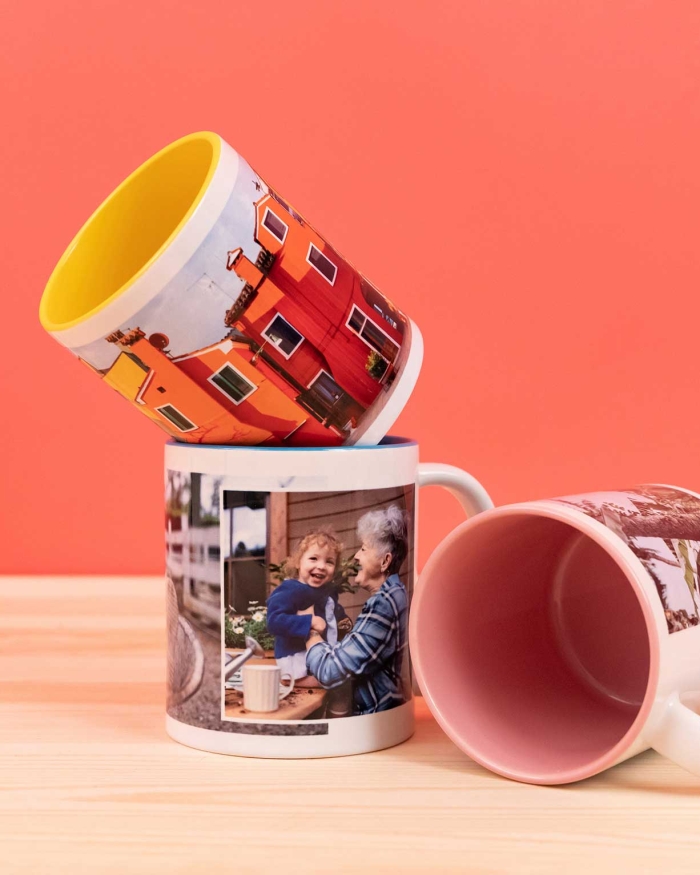Regalos de Fotoprix, taza personalizada. Alegra cada uno de tus desayunos con tu foto favorita. Puedes colocar una o varias fotos.