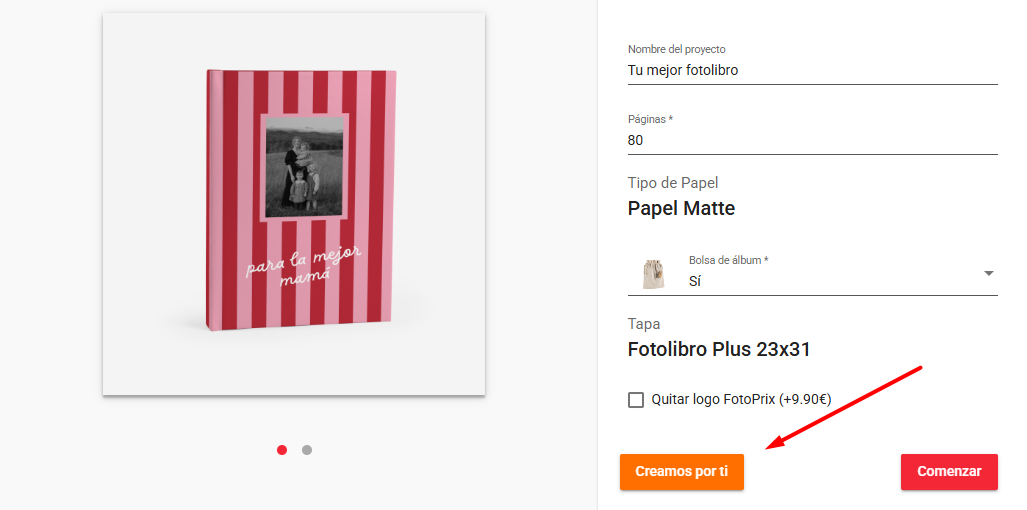 Servicio de Fotoprix preparando el diseño de un fotolibro
