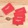 Tarjeta de visita personalizada Fotoprix, producto de imprenta. Foto del producto mostrando solo la parte trasera con el logo y color corporativo de la empresa, se puede guardar el cualquier hogar.