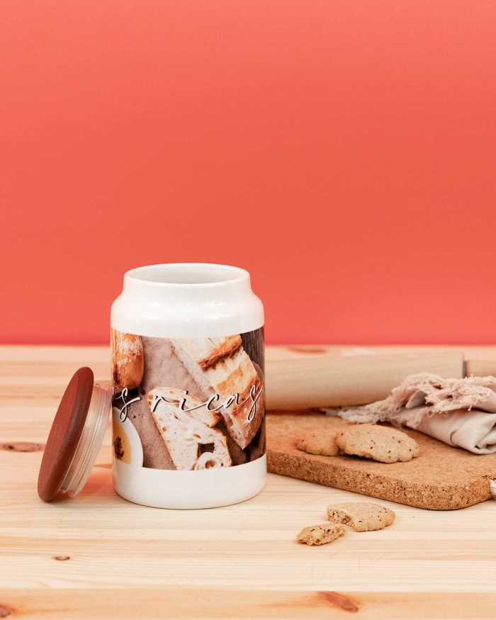 Regalos de Fotoprix. Bote de cocina personalizado. Conserva todo tipo de alimentos en un recipiente en el que observarás cada día tu foto favorita.